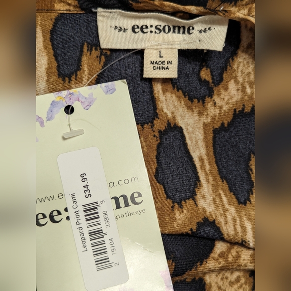 ee:some camisole black brown leopard print black lace size large NWT - Picture 8 of 8